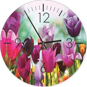Feeby Obraz z zegarem, kolorowe tulipany 60x60 1