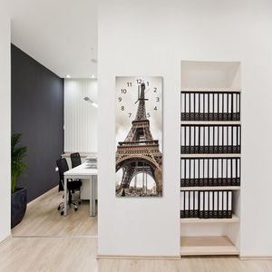 Feeby Obraz z zegarem, wieża Eiffla 2 25x65 3