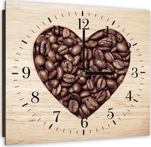 Feeby Obraz z zegarem, serce z ziaren kawy 30x30 1