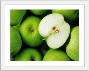 Feeby Obraz w ramie białej, Zielone jabłka 50x40 1