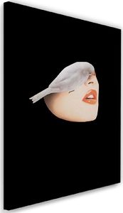 Feeby Obraz na płótnie - Canvas, Kolaż kobieta z ptakiem 40x60 1