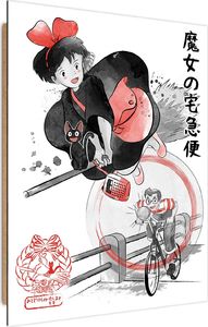 Feeby Deco Panel, Japońska czarownica z czarnym kotem 50x70 1