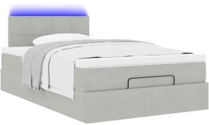 vidaXL Rama łóżka otomana z materacem, szara, 80x200 cm, aksamit (3312584 VidaXL) 2