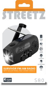 Radio Streetz S80 Crank Radio, solar panel, black 5