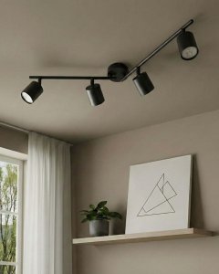 Lampa sufitowa Beliani Lampa spot 4-punktowa NYANDO Metal Czarny 4