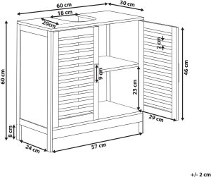 Beliani Szafka pod umywalkę MISSOULA Drewno bambusowe 60 cm Jasnobrązowy 3