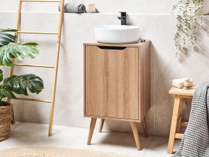 Beliani Szafka pod umywalkę JUNIN 45 cm Jasnobrązowy 2