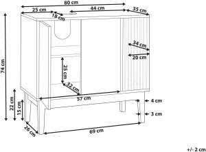 Beliani Szafka pod umywalkę NUBES 80 cm 35 cm 74 cm Biały 3