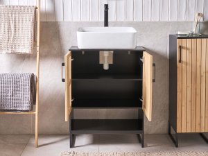 Beliani Szafka pod umywalkę MISCANTI Drewno bambusowe 60 cm Jasnobrązowy 4
