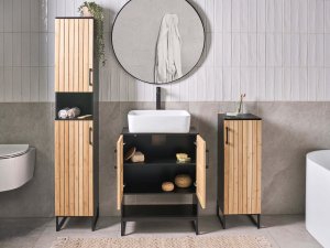 Beliani Szafka pod umywalkę MISCANTI Drewno bambusowe 60 cm Jasnobrązowy 6