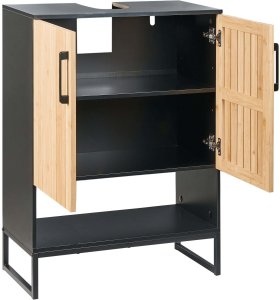Beliani Szafka pod umywalkę MISCANTI Drewno bambusowe 60 cm Jasnobrązowy 7