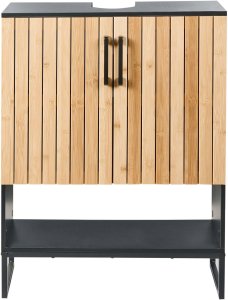 Beliani Szafka pod umywalkę MISCANTI Drewno bambusowe 60 cm Jasnobrązowy 8