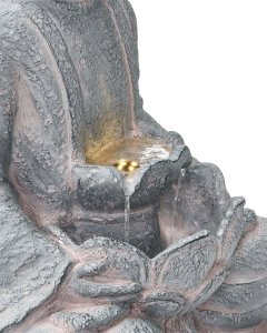 Beliani Fontanna ogrodowa LED URLANTE Budda Szary 10