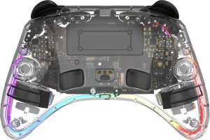 Deltaco Kontroler gier Gaming GAM-198-T Bezprzewodowy Bluetooth/USB Przezroczysty RGB z przyciskiem C i makro dla Switch 3
