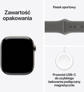 Smartwatch Apple Watch 11 GPS + Cellular 42mm Natural Titanium Sport Band S/M Grafitowy  (MF8M4WF/A) 8