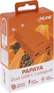 Ładowarka Manhattan InLine® USB-C ładowarka, 30W, GaN, Dual USB-C, PD/PPS, Papaya/orange 5