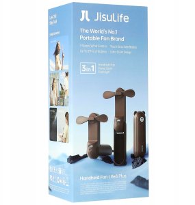 Wentylator Jisulife Mini wentylator Jisulife Handheld Fan Life8 Plus przenośny wiatraczek USB z funkcją powerbanka 4500mAh i latarką - brązowy 5
