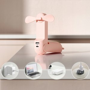 Wentylator Jisulife Mini wentylator Jisulife Handheld Fan Life8 Plus przenośny wiatraczek USB z funkcją powerbanka 4500mAh i latarką - różowy 4