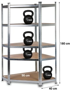 EkoStick Regał Metalowy 3szt Narożny Magazynowy Warsztatowy Garażowy 180x250 2