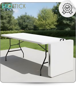 EkoStick Stół Ogrodowy Rozkładany 180x74 cm Cateringowy Kempingowy Bankietowy Biały 4