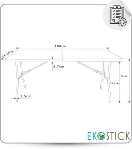 EkoStick Stół Ogrodowy Rozkładany 180x74 cm Cateringowy Kempingowy Bankietowy Biały 5