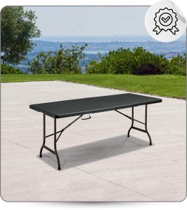 EkoStick Stół Ogrodowy Rozkładany Plastikowy Czarny Cateringowy Bankietowy 180x74cm 11