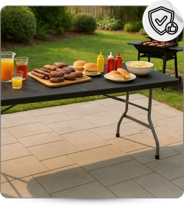 EkoStick Stół Ogrodowy Rozkładany Plastikowy Czarny Cateringowy Bankietowy 180x74cm 3