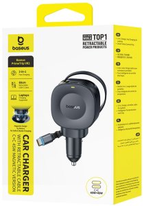 Ładowarka Baseus Samochodowa PrimeTrip VR2 45W + 45W ze zwijanym kablem USB-C - czarna (6942521201891) 4
