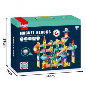 Woopie WOOPIE Klocki Magnetyczne Konstrukcyjne 3D Zestaw Edukacyjny Tor Kulkowy 105el. 4