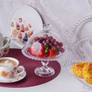 Altom Patera szklana na nóżce z kloszem okrągła elegancka 1szt 2