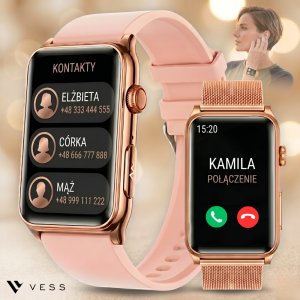 Smartwatch VESS SMARTWATCH DAMSKI ZEGAREK EKG HRV POMIAR CUKRU CIŚNIENIA TEMPERTATURA TĘTNO 9