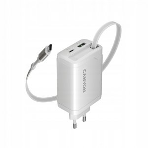Ładowarka Canyon CANYON charger OnCharge 65RC Build-In Cable USB-C 65W 1xPD 1xQC EU White 2