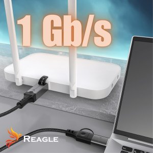 Kabel USB Reagle USB-A + USB-C - RJ-45 1 m Czarny 6