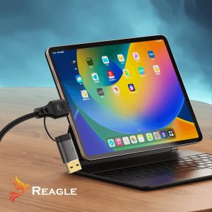 Kabel USB Reagle USB-A + USB-C - RJ-45 1 m Czarny 8