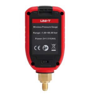 Uni-T Bezprzewodowy miernik ciśnienia -1 do 60bar; plus-minus 0 5%FS; wskaźnik LED; wysokie/niskie sygnały alarmowe Bluetooth; 8000 przechowywanie danych UT336P (6935750534090) 2