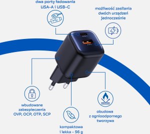 Ładowarka ZOY 30W 1x USB-A 1x USB-C ZWAC30 3
