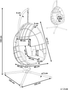 Beliani Fotel wiszący ze stojakiem MALCESINE Metal Naturalny 3
