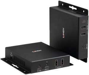 System przekazu sygnału AV Lindy 100m Cat.6A Type C 4K60 Video and Data HDBaseT 3.0 Extender 2