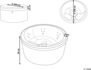 SPA ogrodowe Beliani Wanna ogrodowa z hydromasażem LED MARFIL Szary 3