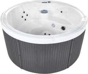 SPA ogrodowe Beliani Wanna ogrodowa z hydromasażem LED MARFIL Szary 6