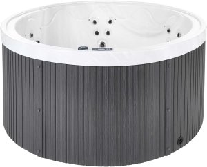SPA ogrodowe Beliani Wanna ogrodowa z hydromasażem LED MARFIL Szary 8