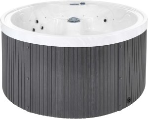 SPA ogrodowe Beliani Wanna ogrodowa z hydromasażem LED MARFIL Szary 9