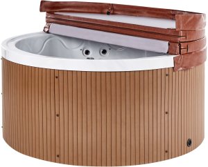 SPA ogrodowe Beliani Wanna ogrodowa z hydromasażem Led MARFIL Biały 11