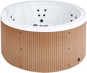SPA ogrodowe Beliani Wanna ogrodowa z hydromasażem Led MARFIL Biały 6