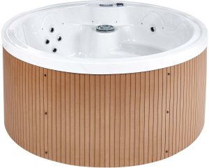 SPA ogrodowe Beliani Wanna ogrodowa z hydromasażem Led MARFIL Biały 7