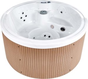 SPA ogrodowe Beliani Wanna ogrodowa z hydromasażem Led MARFIL Biały 8