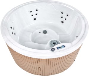 SPA ogrodowe Beliani Wanna ogrodowa z hydromasażem Led MARFIL Biały 9