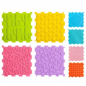 LeanToys Sensoryczne Puzzle Silikonowe Mata Ścieżka Sensoryczna Kolorowe 25 cm 12el. EDUKAMP 2