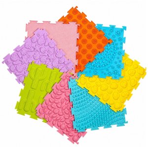LeanToys Sensoryczne Puzzle Silikonowe Mata Ścieżka Sensoryczna Kolorowe 25 cm 12el. EDUKAMP 5
