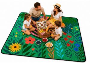 Lean EDUKAMP Koc piknikowy plażowy turystyczny mata rośliny kolorowa 100x150 cm [kod produktu: 31065] 2